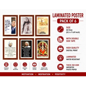 Pack Of 6 Laminated A4 Wall Posters | Spiritual, Motivational & Inspirational Designs | 250 GSM Photo Paper | Water-Resistant | Double-Sided Tape (F39347)