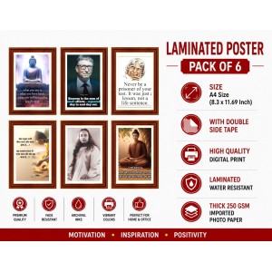 Pack Of 6 Laminated A4 Wall Posters | Spiritual, Motivational & Inspirational Designs | 250 GSM Photo Paper | Water-Resistant | Double-Sided Tape (F39108) Pack Of 6 Laminated A4 Wall Posters | Spiritual, Motivational & Inspirational Designs | 250 GSM Photo Paper | Water-Resistant | Double-Sided Tape (F39108)