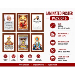 Pack Of 6 Laminated A4 Wall Posters | Spiritual, Motivational & Inspirational Designs | 250 GSM Photo Paper | Water-Resistant | Double-Sided Tape (F39271) Pack Of 6 Laminated A4 Wall Posters | Spiritual, Motivational & Inspirational Designs | 250 GSM Photo Paper | Water-Resistant | Double-Sided Tape (F39271)