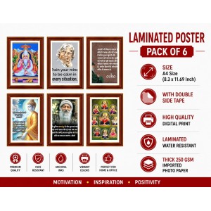 Pack Of 6 Laminated A4 Wall Posters | Spiritual, Motivational & Inspirational Designs | 250 GSM Photo Paper | Water-Resistant | Double-Sided Tape (F39127) Pack Of 6 Laminated A4 Wall Posters | Spiritual, Motivational & Inspirational Designs | 250 GSM Photo Paper | Water-Resistant | Double-Sided Tape (F39127)