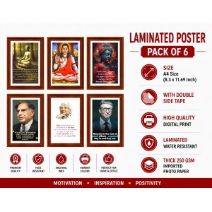 Pack Of 6 Laminated A4 Wall Posters | Spiritual, Motivational & Inspirational Designs | 250 GSM Photo Paper | Water-Resistant | Double-Sided Tape (F39323)