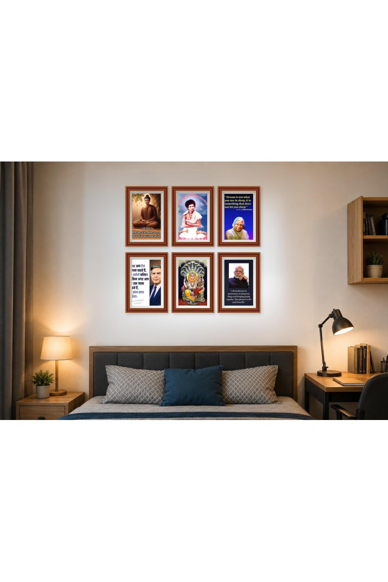 Pack Of 6 Laminated A4 Wall Posters | Spiritual, Motivational & Inspirational Designs | 250 GSM Photo Paper | Water-Resistant | Double-Sided Tape (F39443)