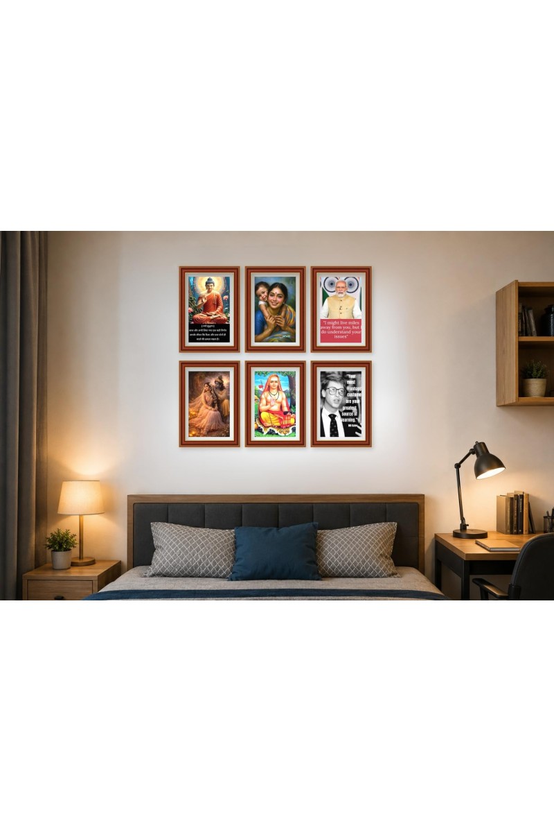 Pack Of 6 Laminated A4 Wall Posters | Spiritual, Motivational & Inspirational Designs | 250 GSM Photo Paper | Water-Resistant | Double-Sided Tape (F39071)