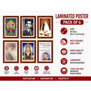 Pack Of 6 Laminated A4 Wall Posters | Spiritual, Motivational & Inspirational Designs | 250 GSM Photo Paper | Water-Resistant | Double-Sided Tape (F38967)