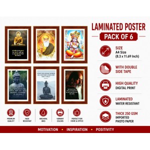 Pack Of 6 Laminated A4 Wall Posters | Spiritual, Motivational & Inspirational Designs | 250 GSM Photo Paper | Water-Resistant | Double-Sided Tape (F39356) Pack Of 6 Laminated A4 Wall Posters | Spiritual, Motivational & Inspirational Designs | 250 GSM Photo Paper | Water-Resistant | Double-Sided Tape (F39356)