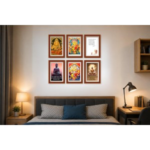 Pack Of 6 Laminated A4 Wall Posters | Spiritual, Motivational & Inspirational Designs | 250 GSM Photo Paper | Water-Resistant | Double-Sided Tape (F39340)