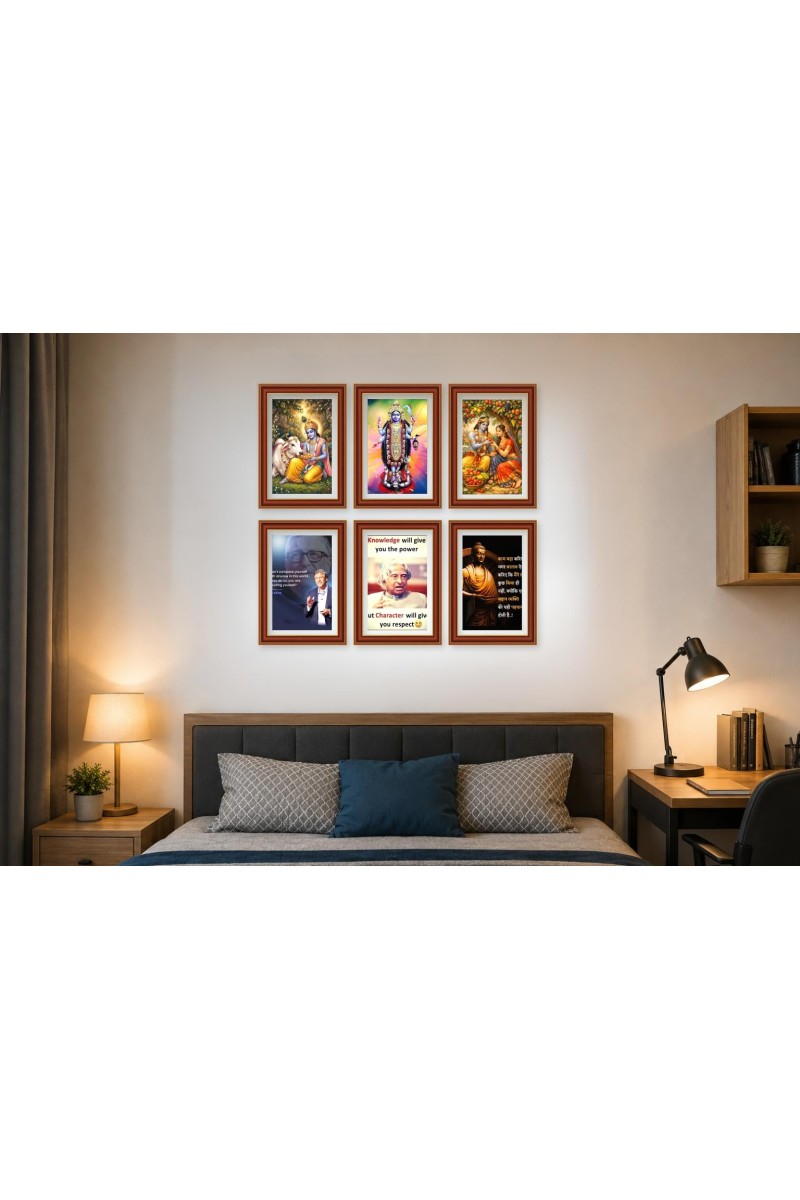 Pack Of 6 Laminated A4 Wall Posters | Spiritual, Motivational & Inspirational Designs | 250 GSM Photo Paper | Water-Resistant | Double-Sided Tape (F39299)