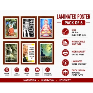 Pack Of 6 Laminated A4 Wall Posters | Spiritual, Motivational & Inspirational Designs | 250 GSM Photo Paper | Water-Resistant | Double-Sided Tape (F39192) Pack Of 6 Laminated A4 Wall Posters | Spiritual, Motivational & Inspirational Designs | 250 GSM Photo Paper | Water-Resistant | Double-Sided Tape (F39192)
