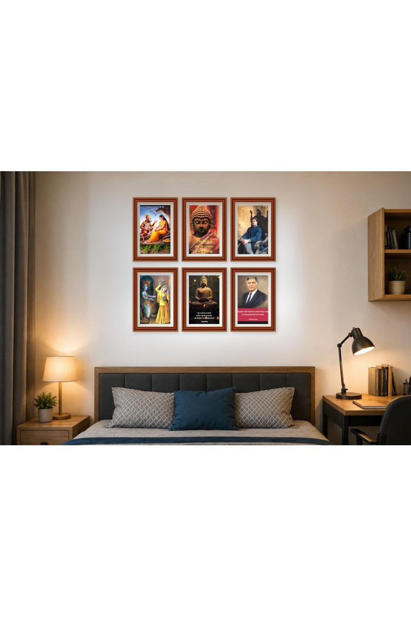 Pack Of 6 Laminated A4 Wall Posters | Spiritual, Motivational & Inspirational Designs | 250 GSM Photo Paper | Water-Resistant | Double-Sided Tape (F39046)