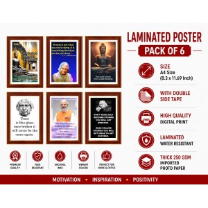 Pack Of 6 Laminated A4 Wall Posters | Spiritual, Motivational & Inspirational Designs | 250 GSM Photo Paper | Water-Resistant | Double-Sided Tape (F39039) Pack Of 6 Laminated A4 Wall Posters | Spiritual, Motivational & Inspirational Designs | 250 GSM Photo Paper | Water-Resistant | Double-Sided Tape (F39039)