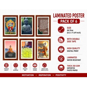 Pack Of 6 Laminated A4 Wall Posters | Spiritual, Motivational & Inspirational Designs | 250 GSM Photo Paper | Water-Resistant | Double-Sided Tape (F39106) Pack Of 6 Laminated A4 Wall Posters | Spiritual, Motivational & Inspirational Designs | 250 GSM Photo Paper | Water-Resistant | Double-Sided Tape (F39106)