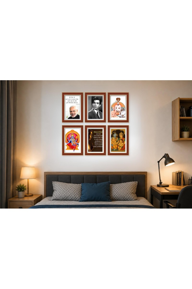Pack Of 6 Laminated A4 Wall Posters | Spiritual, Motivational & Inspirational Designs | 250 GSM Photo Paper | Water-Resistant | Double-Sided Tape (F39001)