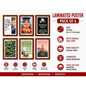 Pack Of 6 Laminated A4 Wall Posters | Spiritual, Motivational & Inspirational Designs | 250 GSM Photo Paper | Water-Resistant | Double-Sided Tape (F39152) Pack Of 6 Laminated A4 Wall Posters | Spiritual, Motivational & Inspirational Designs | 250 GSM Photo Paper | Water-Resistant | Double-Sided Tape (F39152)