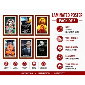 Pack Of 6 Laminated A4 Wall Posters | Spiritual, Motivational & Inspirational Designs | 250 GSM Photo Paper | Water-Resistant | Double-Sided Tape (F39414) Pack Of 6 Laminated A4 Wall Posters | Spiritual, Motivational & Inspirational Designs | 250 GSM Photo Paper | Water-Resistant | Double-Sided Tape (F39414)