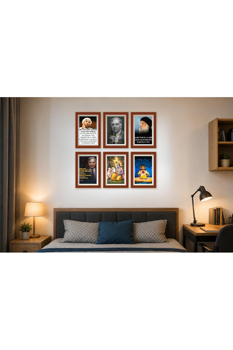 Pack Of 6 Laminated A4 Wall Posters | Spiritual, Motivational & Inspirational Designs | 250 GSM Photo Paper | Water-Resistant | Double-Sided Tape (F39068)