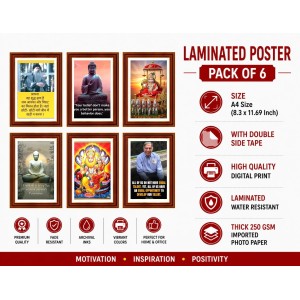 Pack Of 6 Laminated A4 Wall Posters | Spiritual, Motivational & Inspirational Designs | 250 GSM Photo Paper | Water-Resistant | Double-Sided Tape (F39191) Pack Of 6 Laminated A4 Wall Posters | Spiritual, Motivational & Inspirational Designs | 250 GSM Photo Paper | Water-Resistant | Double-Sided Tape (F39191)