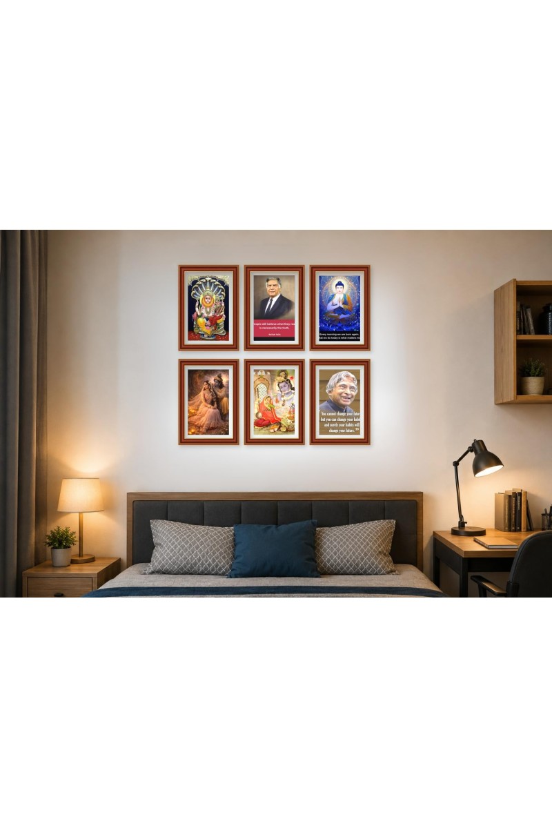 Pack Of 6 Laminated A4 Wall Posters | Spiritual, Motivational & Inspirational Designs | 250 GSM Photo Paper | Water-Resistant | Double-Sided Tape (F39120)