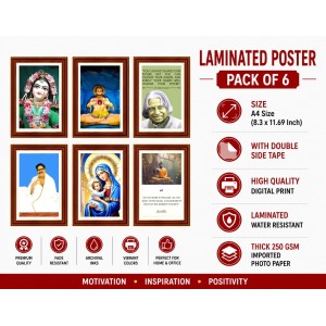 Pack Of 6 Laminated A4 Wall Posters | Spiritual, Motivational & Inspirational Designs | 250 GSM Photo Paper | Water-Resistant | Double-Sided Tape (F39252) Pack Of 6 Laminated A4 Wall Posters | Spiritual, Motivational & Inspirational Designs | 250 GSM Photo Paper | Water-Resistant | Double-Sided Tape (F39252)