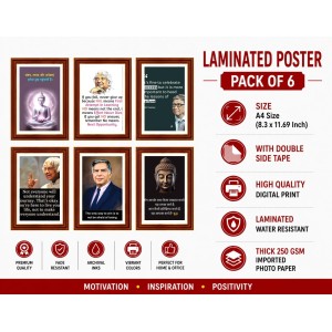 Pack Of 6 Laminated A4 Wall Posters | Spiritual, Motivational & Inspirational Designs | 250 GSM Photo Paper | Water-Resistant | Double-Sided Tape (F39311)