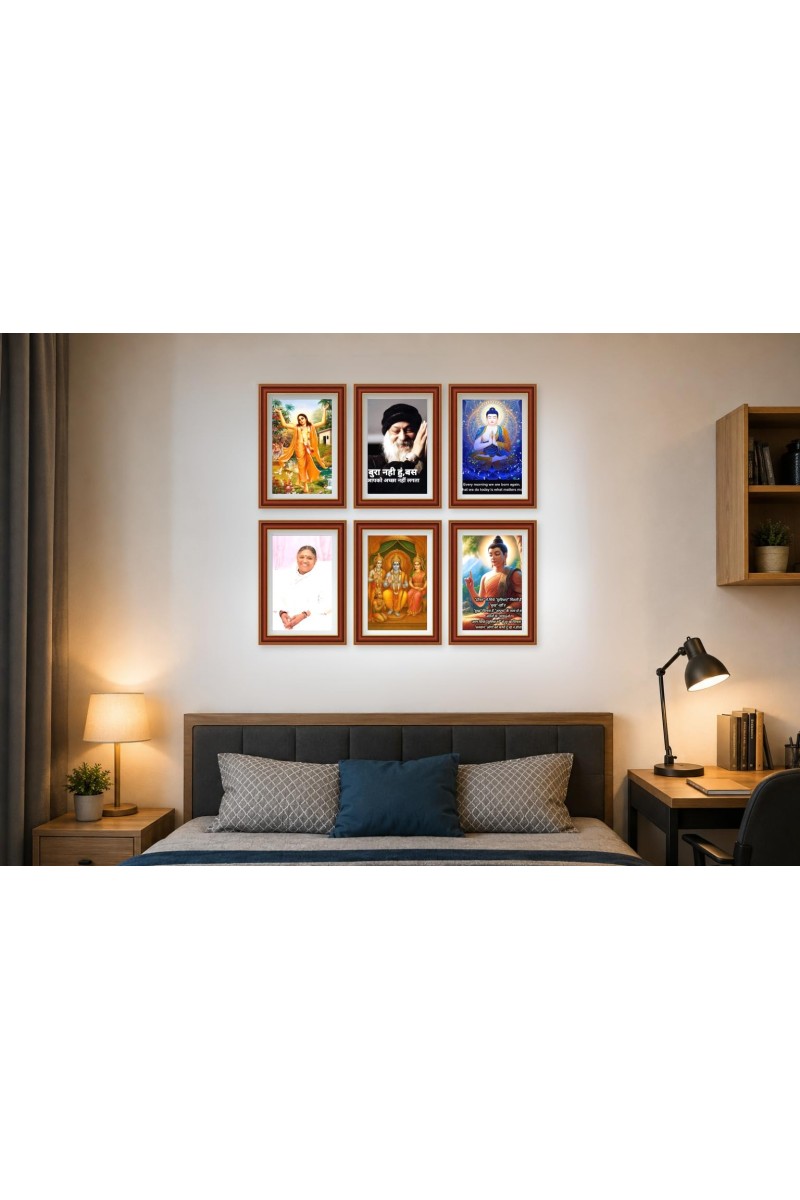 Pack Of 6 Laminated A4 Wall Posters | Spiritual, Motivational & Inspirational Designs | 250 GSM Photo Paper | Water-Resistant | Double-Sided Tape (F39149)