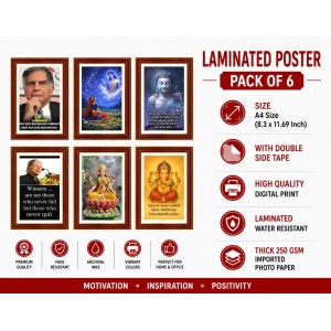 Pack Of 6 Laminated A4 Wall Posters | Spiritual, Motivational & Inspirational Designs | 250 GSM Photo Paper | Water-Resistant | Double-Sided Tape (F39019)