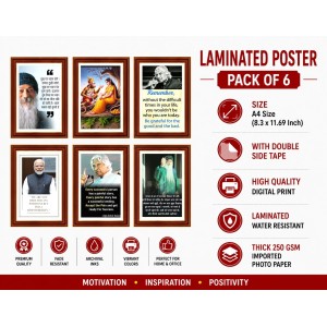 Pack Of 6 Laminated A4 Wall Posters | Spiritual, Motivational & Inspirational Designs | 250 GSM Photo Paper | Water-Resistant | Double-Sided Tape (F38982) Pack Of 6 Laminated A4 Wall Posters | Spiritual, Motivational & Inspirational Designs | 250 GSM Photo Paper | Water-Resistant | Double-Sided Tape (F38982)