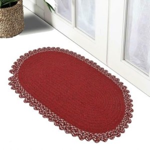 Hitech Rugs Oval Shape Durable Cotton Door Mat Heavy Duty Indoor Outdoor Easy Clean Mats for Living Room/Bathroom/Kitchen/Entrance (Pack of 1, Red)