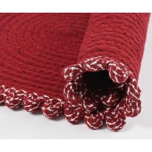 Hitech Rugs Oval Shape Durable Cotton Door Mat Heavy Duty Indoor Outdoor Easy Clean Mats for Living Room/Bathroom/Kitchen/Entrance (Pack of 1, Red)
