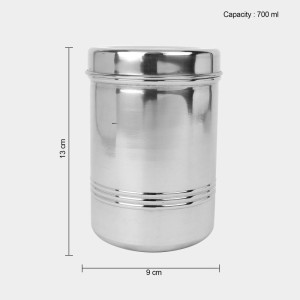 700 ml Stainless Steel Container, 9 X 13 cm (Pack of 1) 700 ml Stainless Steel Container, 9 X 13 cm (Pack of 1)