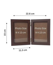 Hitech Sales Shree Ram and Lord Vishnu with MATA Laxmi Double Picture Folding Photo Frame for Table, Home, Pooja Room Decor (Brown, 2 Printed Photos, Tabletop)