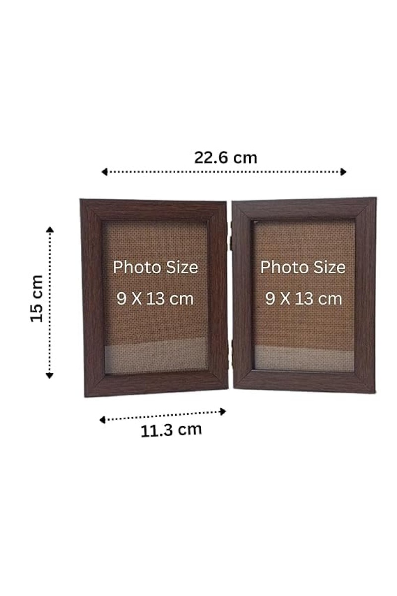 Hitech Sales Shree Ram and Lord Vishnu with MATA Laxmi Double Picture Folding Photo Frame for Table, Home, Pooja Room Decor (Brown, 2 Printed Photos, Tabletop)