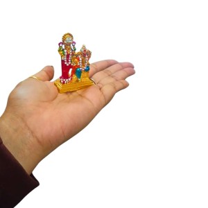 Shri Lakshmi Ganesh Murti with Stone Work Gold Plated Decorative Figurine | Religious Idol for Home Mandir, Office & Festive Decor