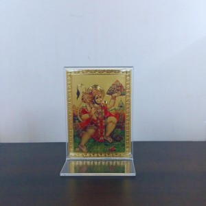 Hitech Sales Shree Hanuman Gold-Plated Religious Acrylic Photo Frame Hindu God and Goddess Temple Art Decor for Home, Office, Car Dashboard and Gift Purpose