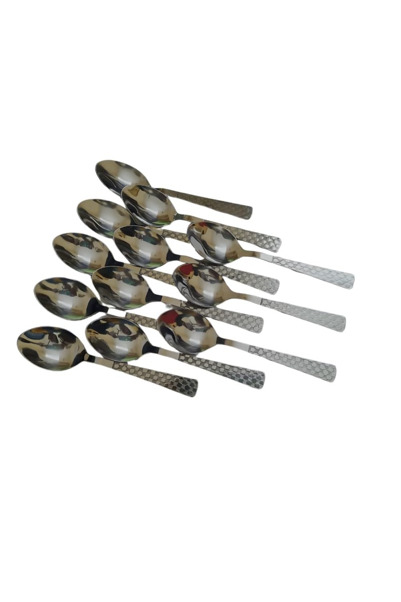 Hitech Sales Stainless Steel Dinning, Luxury Dinner Spoons, Table Spoon Set of 12, Length 6 inch, Dazzle Design,Daily Use