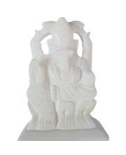 HiTechMart Handcrafted White Marble Lord Ganesha Idol | Vastu & Feng Shui Blessings | Home, Office & Temple Décor | Spiritual Gift for Pooja & Festivals - 9.5 cm