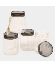 Swan Transparent Plastic Storage Containers with Black Lids And Wooden Spoon – Set of 4 Containers and Spoon, Airtight Kitchen Jars Swan Transparent Plastic Storage Containers with Black Lids And Wooden Spoon – Set of 4 Containers and Spoon, Airtight Kitchen Jars
