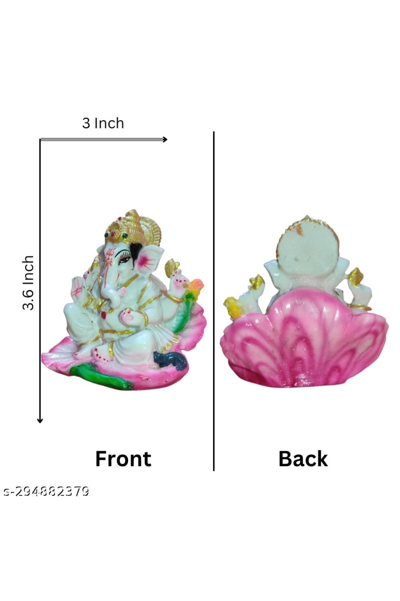 Lord Ganesha Indian Hindu Goddess Statue | Used for Home Offices Car Study Table and Small tample | Multi Colour