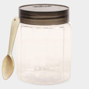 Swan Transparent Plastic Storage Containers with Black Lids And Wooden Spoon – Set of 4 Containers and Spoon, Airtight Kitchen Jars Swan Transparent Plastic Storage Containers with Black Lids And Wooden Spoon – Set of 4 Containers and Spoon, Airtight Kitchen Jars