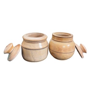 Wooden Jar and Containers Set for Kitchen Storage Spice Tea Sugar Organizer small wooden masala box Dry Fruites Jar with Lid for kitchen Home Cefe Coloures Browen.