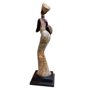 Handcrafted African Lady Figurine with Basket – Elegant Resin Tribal Woman Statue for Home Decor – Artistic Showpiece for Living Room, Office, Shelf & Gift Purpose