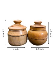 Wooden Jar and Containers Set for Kitchen Storage Spice Tea Sugar Organizer small wooden masala box Dry Fruites Jar with Lid for kitchen Home Cefe Coloures Browen.