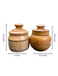Wooden Jar and Containers Set for Kitchen Storage Spice Tea Sugar Organizer small wooden masala box Dry Fruites Jar with Lid for kitchen Home Cefe Coloures Browen.