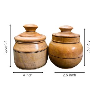 Wooden Jar and Containers Set for Kitchen Storage Spice Tea Sugar Organizer small wooden masala box Dry Fruites Jar with Lid for kitchen Home Cefe Coloures Browen.