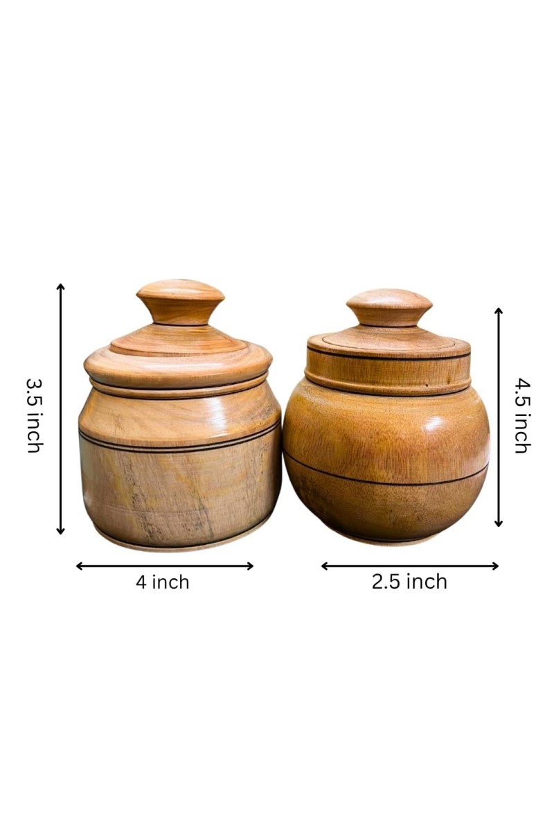 Wooden Jar and Containers Set for Kitchen Storage Spice Tea Sugar Organizer small wooden masala box Dry Fruites Jar with Lid for kitchen Home Cefe Coloures Browen.