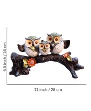 Cute Owl Family Showpiece Figurine on Tree Branch – Decorative Resin Owls Statue for Home, Office & Living Room Décor | Gift Item for Housewarming & Table Decoration