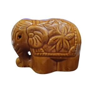 Ceramic Money Coins Holder Elephant Showpiece – Handcrafted Brown Decorative Elephant Figurine for Home, Office & Table Décor Colour: Antique| Brown