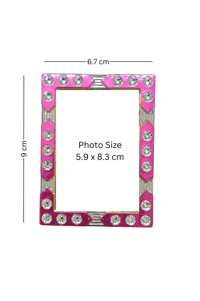 Hitech Sales Mini Decorative Goddess Kali Maa Photo Frame with Designing Border Religious Gift for Home, Office Décor and Card dasboard Small Temple Idol Frame for Worship (6 x 8 cm – 1 Pcs)