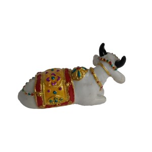 Hitech White Gau MATA Nandi Cow Statue: Murti/Figurine/Showpiece for Religious Pooja, Temple Decoration, Home Decor, and Study Room - Hindu God Gift Item Hitech White Gau MATA Nandi Cow Statue: Murti/Figurine/Showpiece for Religious Pooja, Temple Decoration, Home Decor, and Study Room - Hindu God Gift Item