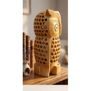Handcrafted Wooden Owl Statue – Intricately Carved Owl Figurine, Feng Shui & Vastu Decor for Home & Office, Lucky Charm Symbol of Wisdom Handcrafted Wooden Owl Statue – Intricately Carved Owl Figurine, Feng Shui & Vastu Decor for Home & Office, Lucky Charm Symbol of Wisdom