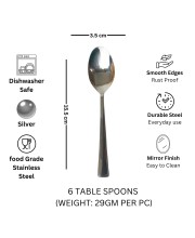 Hitech Sales Stainless Steel Spoon Set of 6,Spoons for Home & Kitchen,Dinning, Used for Dining Tableware,Homeuse Purposes,6 Pieces Big Spoons Silver Imperial Design